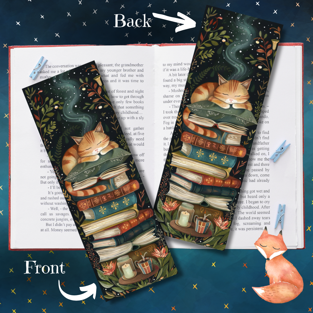 Cat on Bookshelf Bookmark