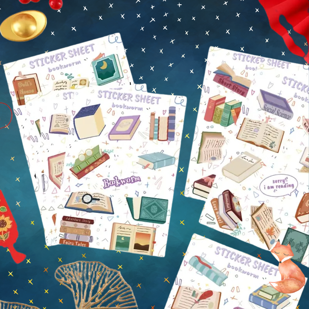 Book Lover Stickers Sheet