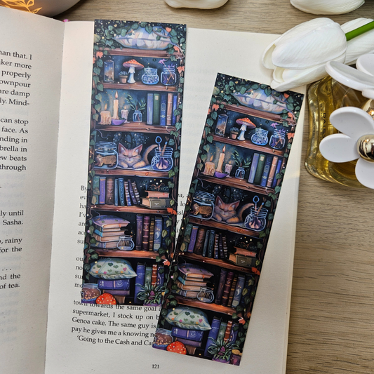 Cat on Bookshelf Bookmark