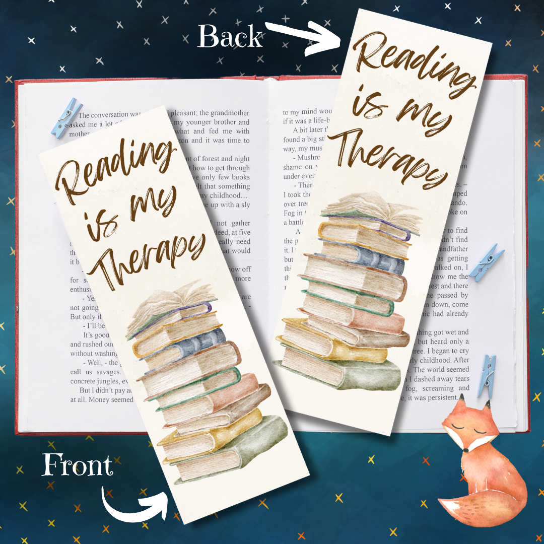 Reading is my Therapy Bookmark