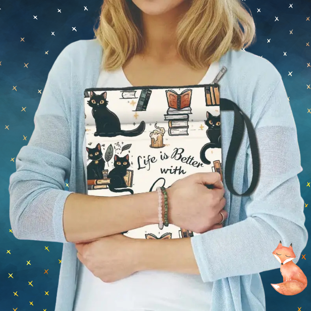 Cat Themed Book Sleeve Pouch
