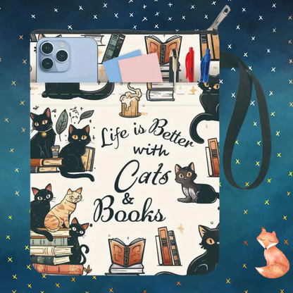 Cat Themed Book Sleeve Pouch