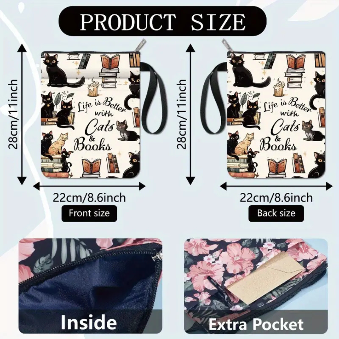 Cat Themed Book Sleeve Pouch