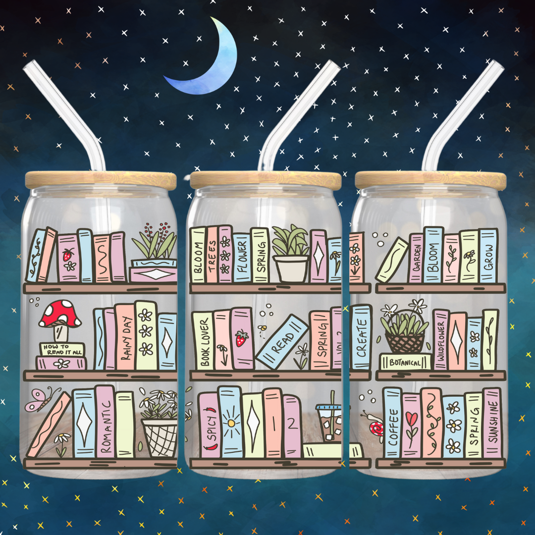 Bookish Bookshelf Glass