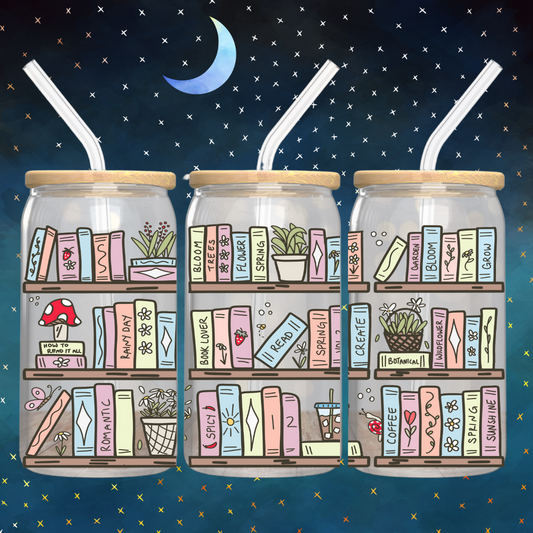 Bookish Bookshelf Glass